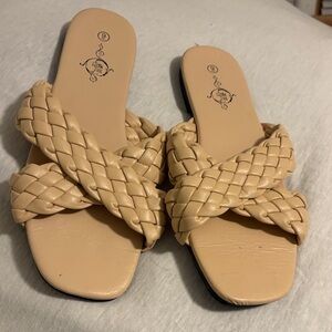 Elegant Braided Cream Women's Sandals